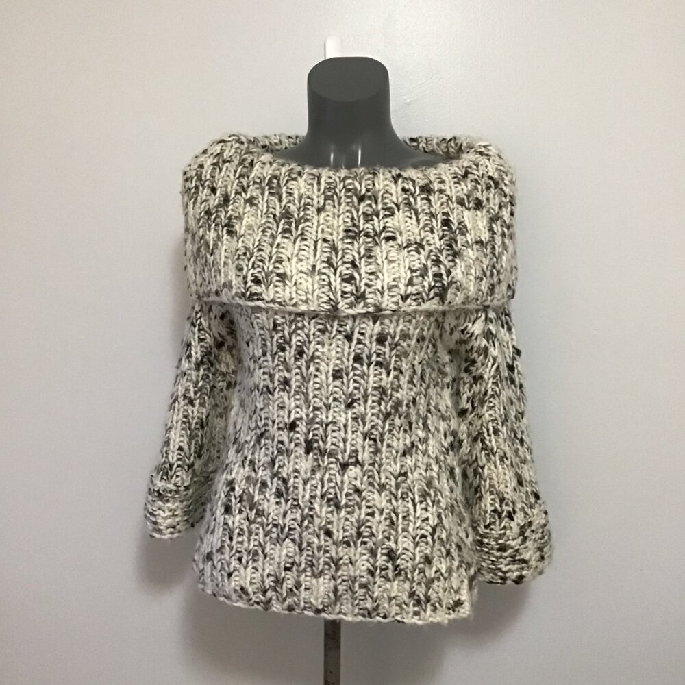 Marilyn Neck Pullover Marled Knit Sweater Size L